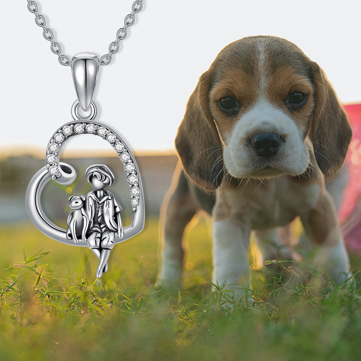 925 Sterling Silver Puppy Dog Memorial Necklace Jewelry